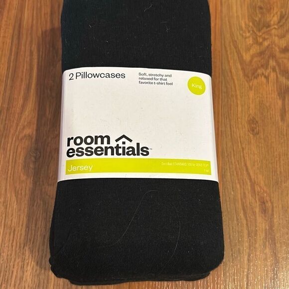 New Room essentials black knit jersey king size pillowcases two - Picture 1 of 3